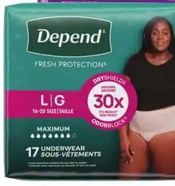 Food Basics DEPEND UNDERWEAR OR POISE PADS offer