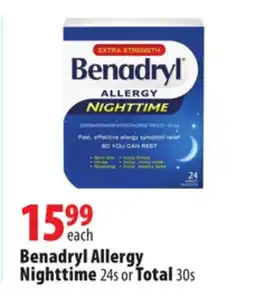 London Drugs Benadryl Allergy Nighttime 24s or Total 30s offer