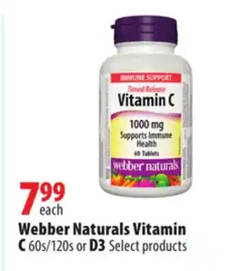London Drugs Webber Naturals Vitamin C 60s/120s or D3 offer