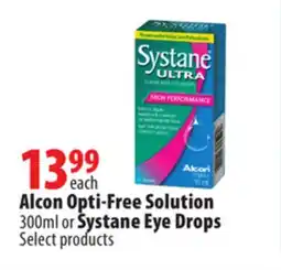 London Drugs Alcon Opti-Free Solution 300ml or Systane Eye Drops offer
