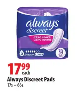 London Drugs Always Discreet Pads offer