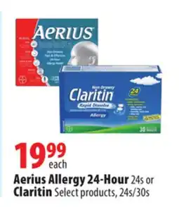 London Drugs Aerius Allergy 24-Hour 24s or Claritin, 24s/30s offer