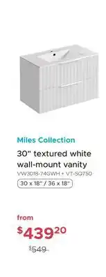 Bath Depot Miles Collection 30 textured white wall-mount vanity offer
