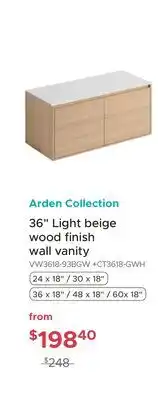 Bath Depot Arden Collection 36 Light beige wood finish wall vanity offer