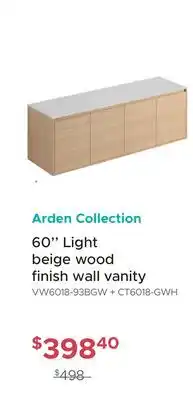 Bath Depot Arden Collection 60 Light beige wood finish wall vanity offer