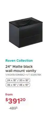Bath Depot Raven Collection 24 Matte black wall-mount vanity offer