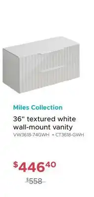 Bath Depot Miles Collection 36 textured white wall-mount vanity offer