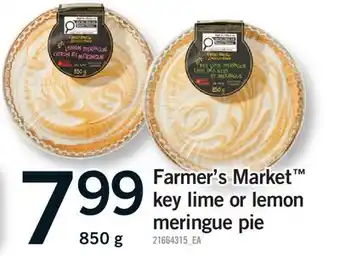 Fortinos FARMER'S MARKET KEY LIME OR LEMON MERINGUE PIE offer