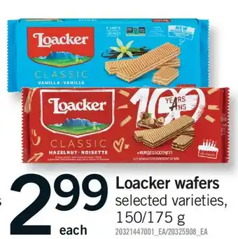 Fortinos LOACKER WAFERS, 150/175 G offer