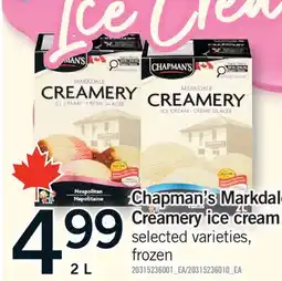 Fortinos CHAPMAN'S MARKDALE CREAMERY ICE CREAM offer