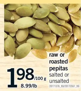 Fortinos RAW OR ROASTED PEPITAS offer