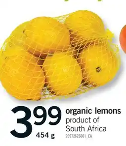 Fortinos ORGANIC LEMONS offer