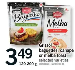 Fortinos GRISSOL BAGUETTES, CANAPE OR MELBA TOAST offer