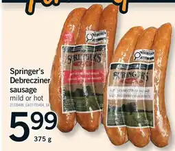 Fortinos SPRINGER'S DEBRECZINER SAUSAGE offer