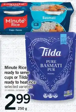 Fortinos MINUTE RICE READY TO SERVE CUPS OR TILDA READY TO HEAT RICE offer