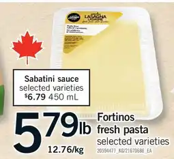 Fortinos FORTINOS FRESH PASTA offer