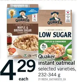 Fortinos QUAKER INSTANT OATMEAL offer