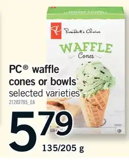Fortinos PC WAFFLE CONES OR BOWLS, 135/205 G offer