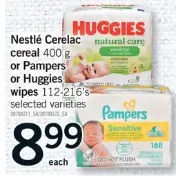 Fortinos NESTLÉ CERELAC CEREAL, 400 G OR PAMPERS OR HUGGIES WIPES, 112-216'S offer