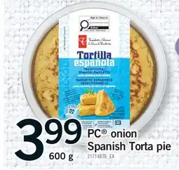 Fortinos PC ONION SPANISH TORTA PIE offer