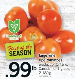 Fortinos LARGE VINE RIPE TOMATOES offer