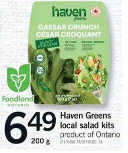 Fortinos HAVEN GREENS LOCAL SALAD KITS offer
