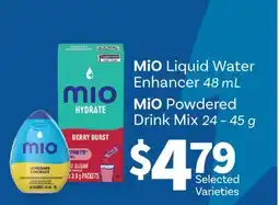 Fortinos MIO LIQUID WATER ENHANCER, 48 ML MIO POWDERED DRINK MIX offer