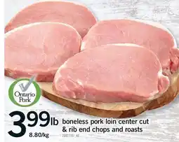Fortinos BONELESS PORK LOIN CENTER CUT & RIB END CHOPS AND ROASTS offer