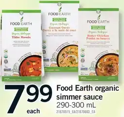 Fortinos FOOD EARTH ORGANIC SIMMER SAUCE offer