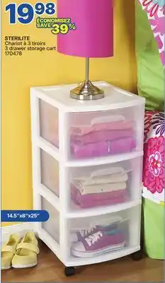 Rossy STERILITE 3 drawer storage cart offer