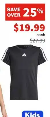 Sports Experts ADIDAS TRAINING ESSENTIALS 3-STRIPES Girls' athletic t-shirt offer
