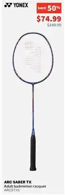 Sports Experts YONEX ARC SABER TX Adult badminton racquet offer