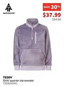 Sports Experts WOODS TEDDY Girls' quarter-zip sweater offer
