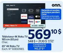 Walmart 65 4K Roku TV offer