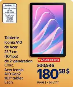 Walmart Acer Iconia A10 Gen2 10.1 tablet offer