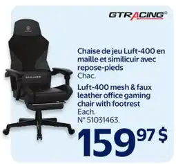 Walmart GTRACING Luft-400 mesh & faux leather office gaming chair with footrest offer
