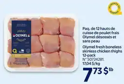 Walmart Olymel fresh boneless skinless chicken thighs 12-pack offer