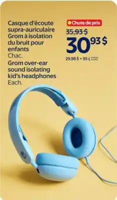 Walmart Grom over-ear sound isolating kid's headphones offer