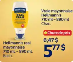 Walmart Hellmann's real mayonnaise 710 mL- 890 mL offer