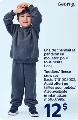Walmart Toddlers' fleece crew set offer