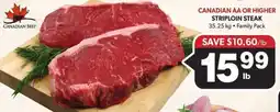 Colemans Canadian aa or higher striploin steak offer