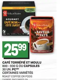 L'Intermarché CAFÉ TORRÉFIÉ ET MOULU, 800 - 930 G OU CAPSULES, 30 UN. | ROAST COFFEE OR PODS offer