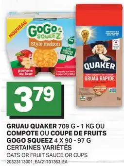 L'Intermarché GRUAU, 709 G-1 KG OU COMPOTE OU COUPE DE FRUITS, 4 X 90-97 G | OATS OR FRUIT SAUCE OR CUPS offer