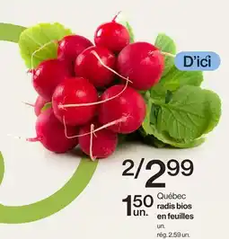 Avril Québec radis bios en feuilles offer