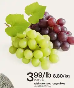 Avril Californie raisins verts ou rouges bios offer