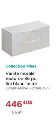 Bath Depot Vanité murale texturée 36 po fini blanc lustré Collection Miles offer