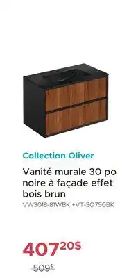 Bath Depot Collection Oliver Vanité murale 30 po noire à façade effet bois brun offer