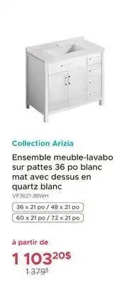 Bath Depot Ensemble meuble-lavabo sur pattes 36 po blanc mat avec dessus en quartz blanc Collection Arizia offer