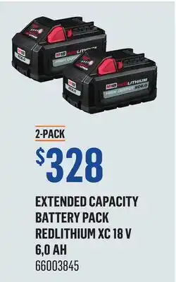 Canac Extended Capacity Battery Pack REDLITHIUM XC 18 V 6,0 Ah offer
