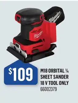 Canac M18 Orbital 1/4 Sheet Sander 18V Tool Only offer